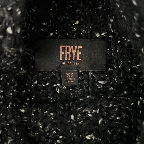 Frye Rollneck Sweater Jet Black Marled Wool Blend Oversized Turtleneck Size XS - Picture 7 of 12